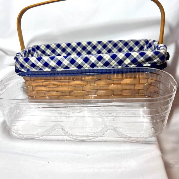 Longaberger 2003- Blue Ribbon Collection Canning Basket-Blue/White/Plastic-Plaid - Picture 10 of 16